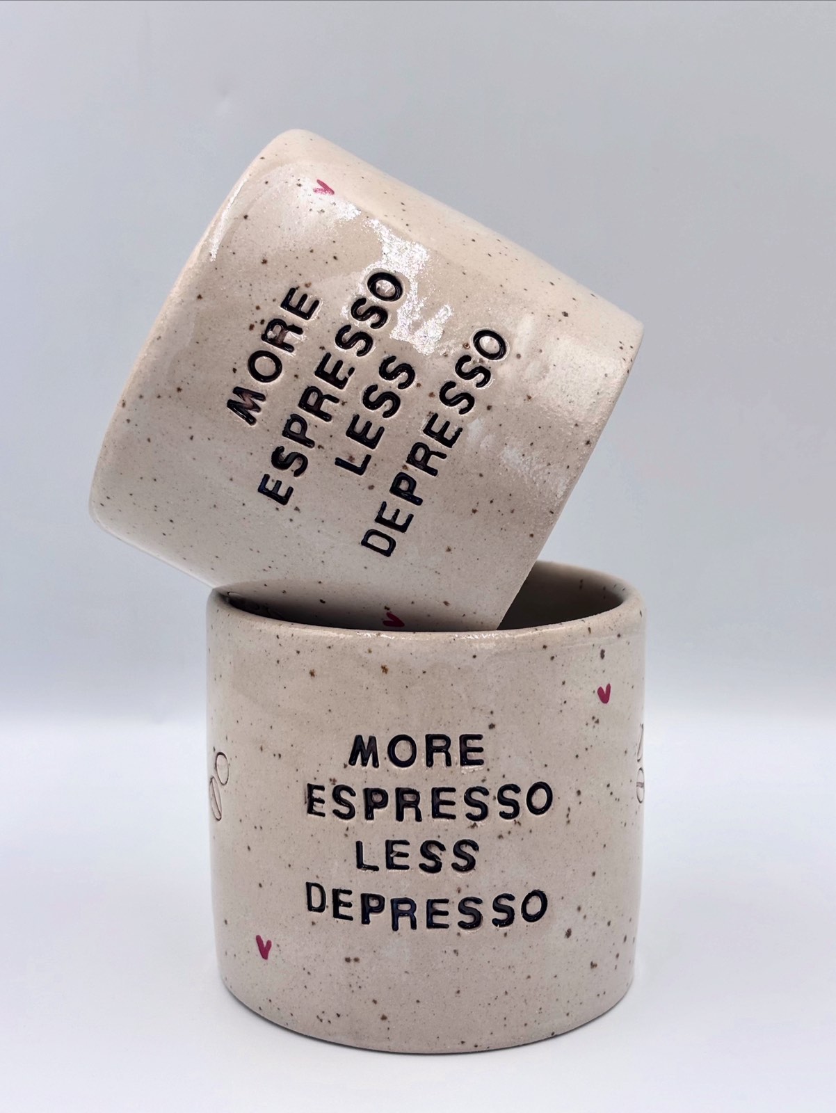 Πήλινη κούπα More Espresso Less Depresso